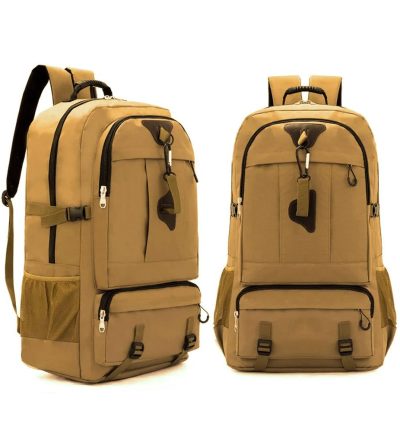 60L Travel Boarding Backpack Outdoor Trekking Luggage Hiking Camping Rucksack Large Capacity Storage Backpack(Khaki)