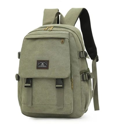Unisex Leisure Canvas Backpack Durable Waterproof Outdoor Travel Rucksack(Navy Green)