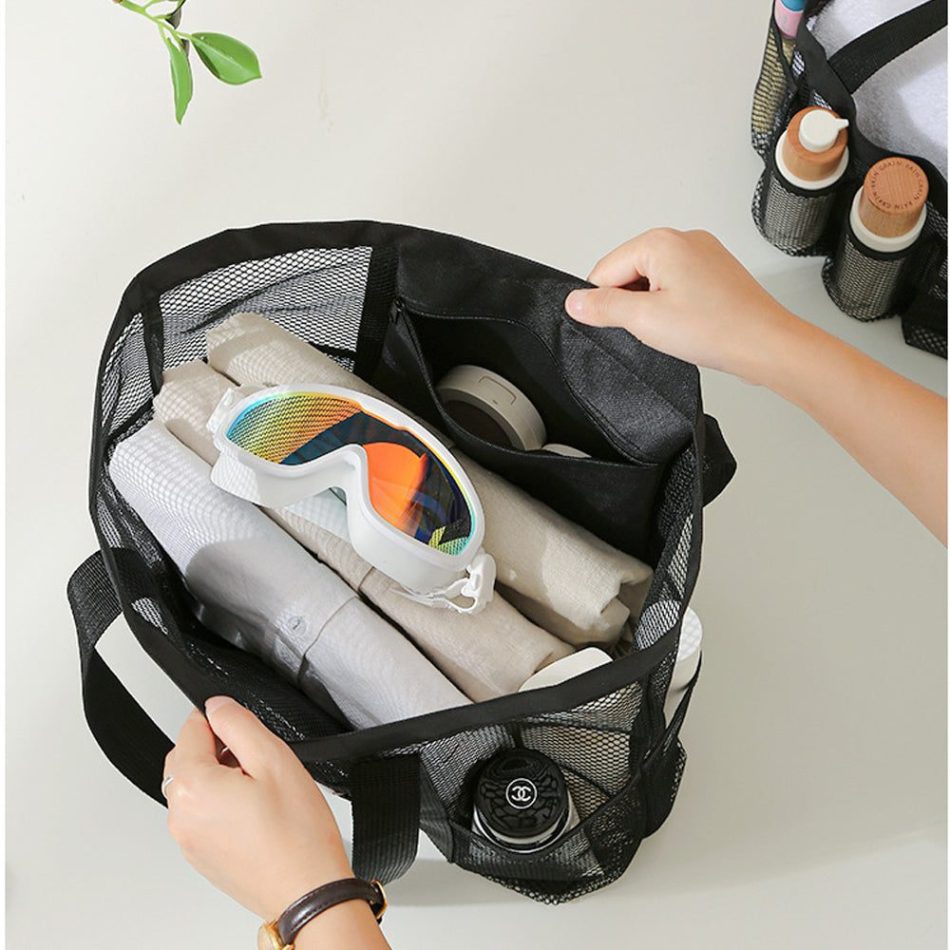 Large Capacity Mesh Multi-pocket Beach Bag Portable Travel Swimming Storage(Medium) - Image 6