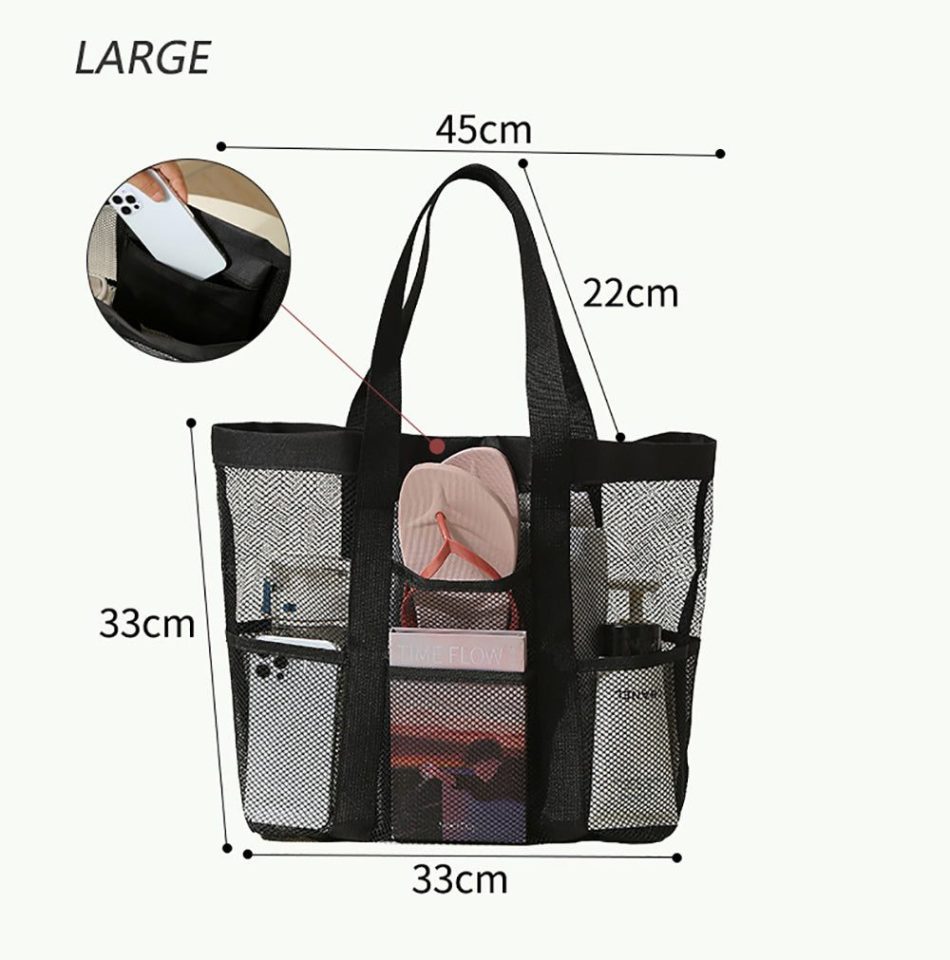 Large Capacity Mesh Multi-pocket Beach Bag Portable Travel Swimming Storage(Large) - Image 2