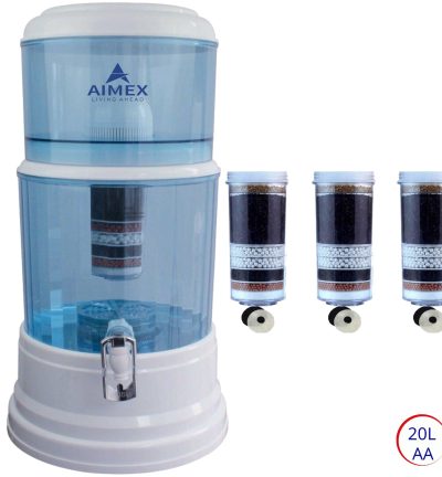 Aimex 20L Benchtop Water Purifier Maifan Stone with 3 X 8 Stage Fluoride Reduction Filters