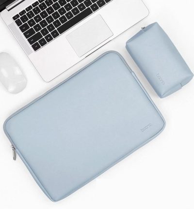 16 / 17 Inch Power Laptop Bag In Sky Blue Pu Leather