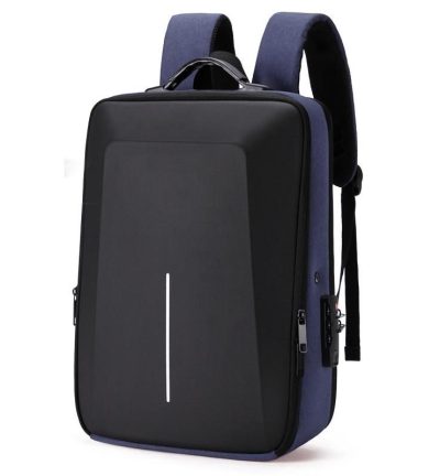 Hard Shell Backpack Alloy Frame Anti-theft Computer Bag for Men Blue
