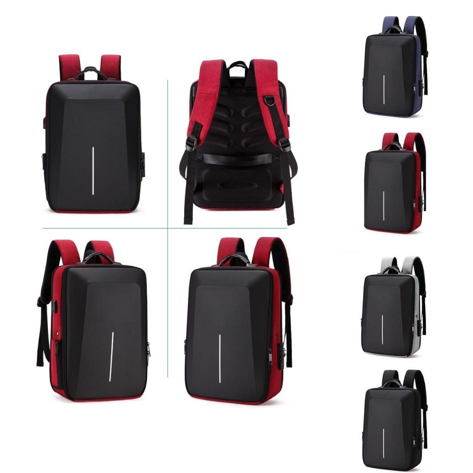 Hard Shell Backpack Alloy Frame Anti-theft Computer Bag for Men Blue - Image 3