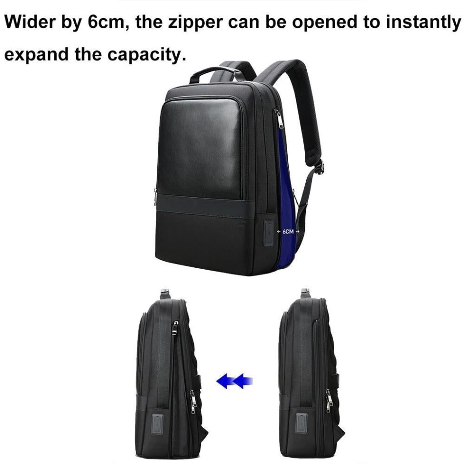 Large Capacity Business Laptop Backpack with Usb & Type-c Port - Black - Image 6