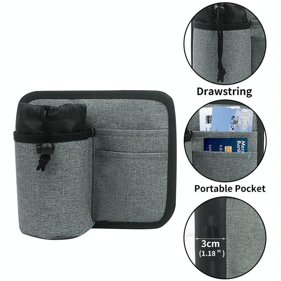 Portable Luggage Bag with Cup Holder - Gray - Image 6