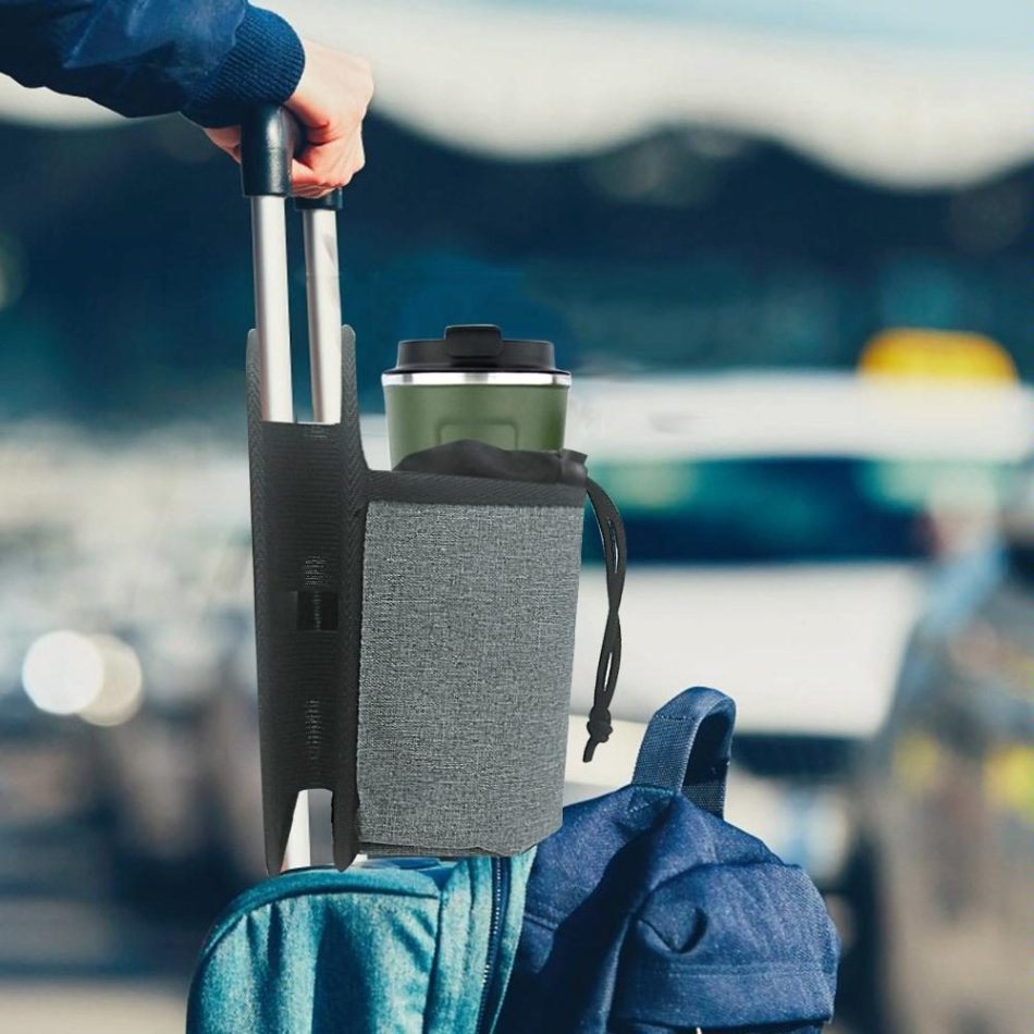 Portable Luggage Bag with Cup Holder - Gray - Image 7