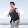 Large Business Laptop Backpack in First-layer Cowhide - Black - Image 4