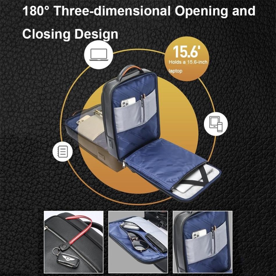 Multifunctional Anti-theft Laptop Business Backpack with Usb Charging Hole Black - Image 4
