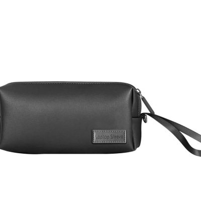 Waterproof Laptop Accessory Bag - Pu Leather - Black