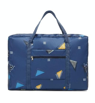 Waterproof Foldable Travel Bag - Compact & Durable - Navy Blue Geometry