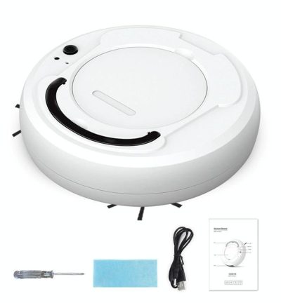 Smart 3-in-1 Robot Vacuum with Wet / Dry Mopping - Rechargeable & Auto Cleaning - Black - White