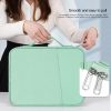 Leather Portable Bag with Cloth Texture - Blue - Image 6