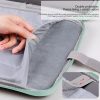 Leather Portable Bag with Cloth Texture - Blue - Image 7