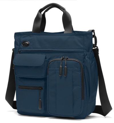 Multi Compartment Laptop Handbag Lightweight Large Capacity Messenger Bag - Blue