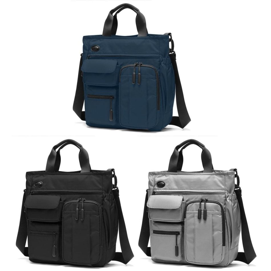 Multi Compartment Laptop Handbag Lightweight Large Capacity Messenger Bag - Blue - Image 3