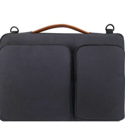 Waterproof Nylon Laptop Handbag with Trolley Strap - Fits 13-14 Inch Laptops - Black