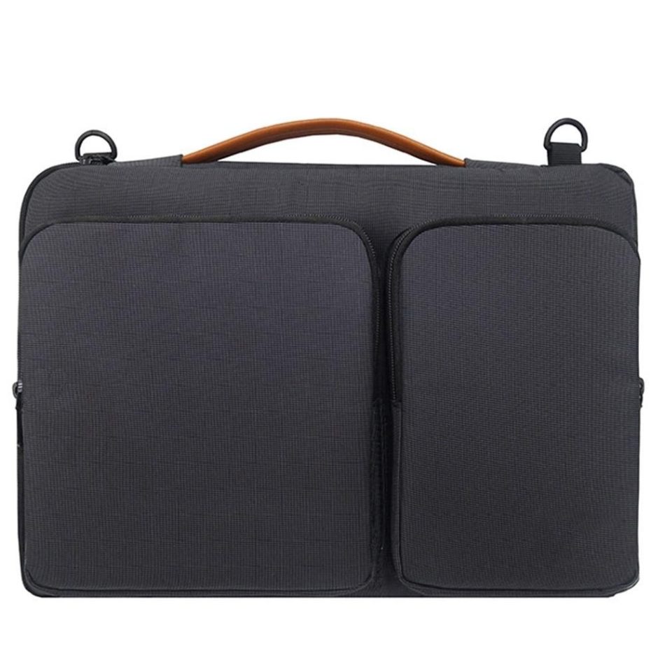 Waterproof Nylon Laptop Handbag with Trolley Strap - Fits 13-14 Inch Laptops - Black - Image 2