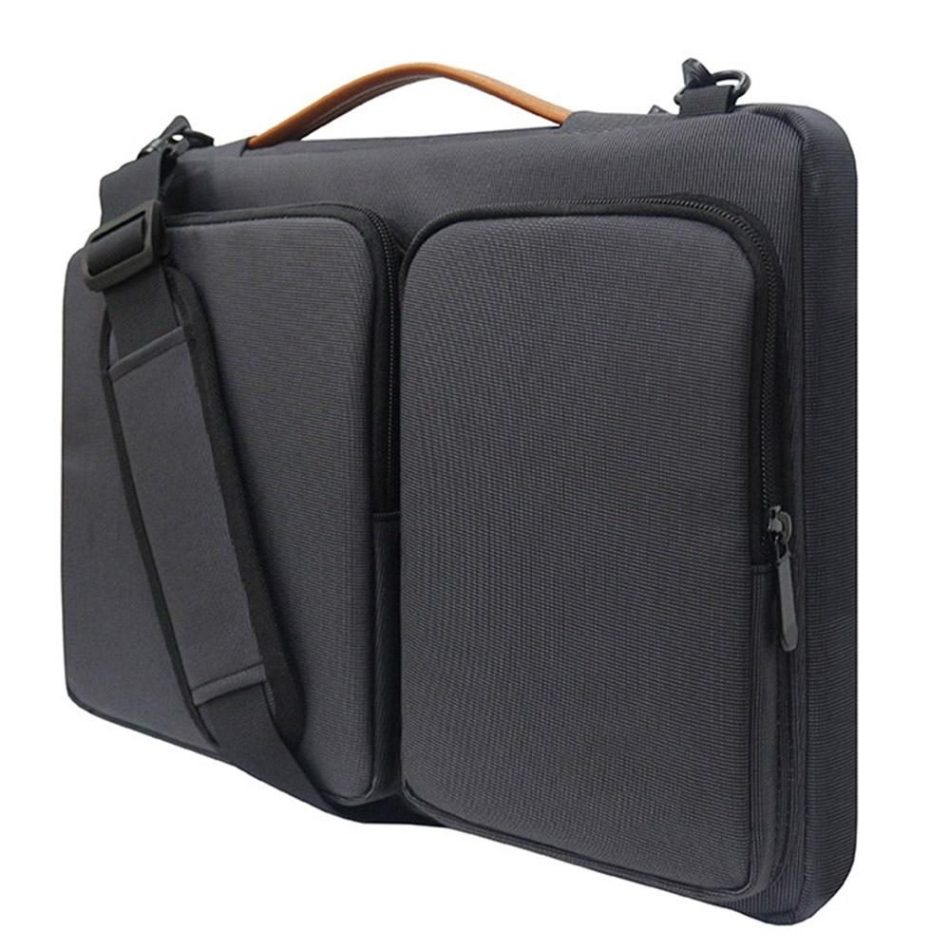 Waterproof Nylon Laptop Handbag with Trolley Strap - Fits 13-14 Inch Laptops - Black - Image 5