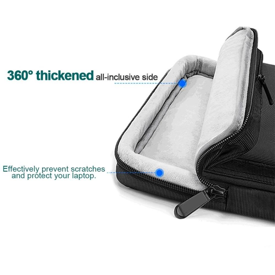 Waterproof Nylon Laptop Handbag with Trolley Strap - Fits 13-14 Inch Laptops - Black - Image 6
