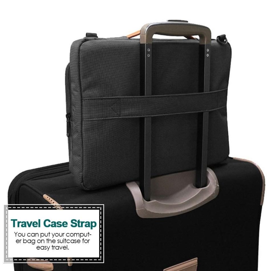 Waterproof Nylon Laptop Handbag with Trolley Strap - Fits 13-14 Inch Laptops - Black - Image 8