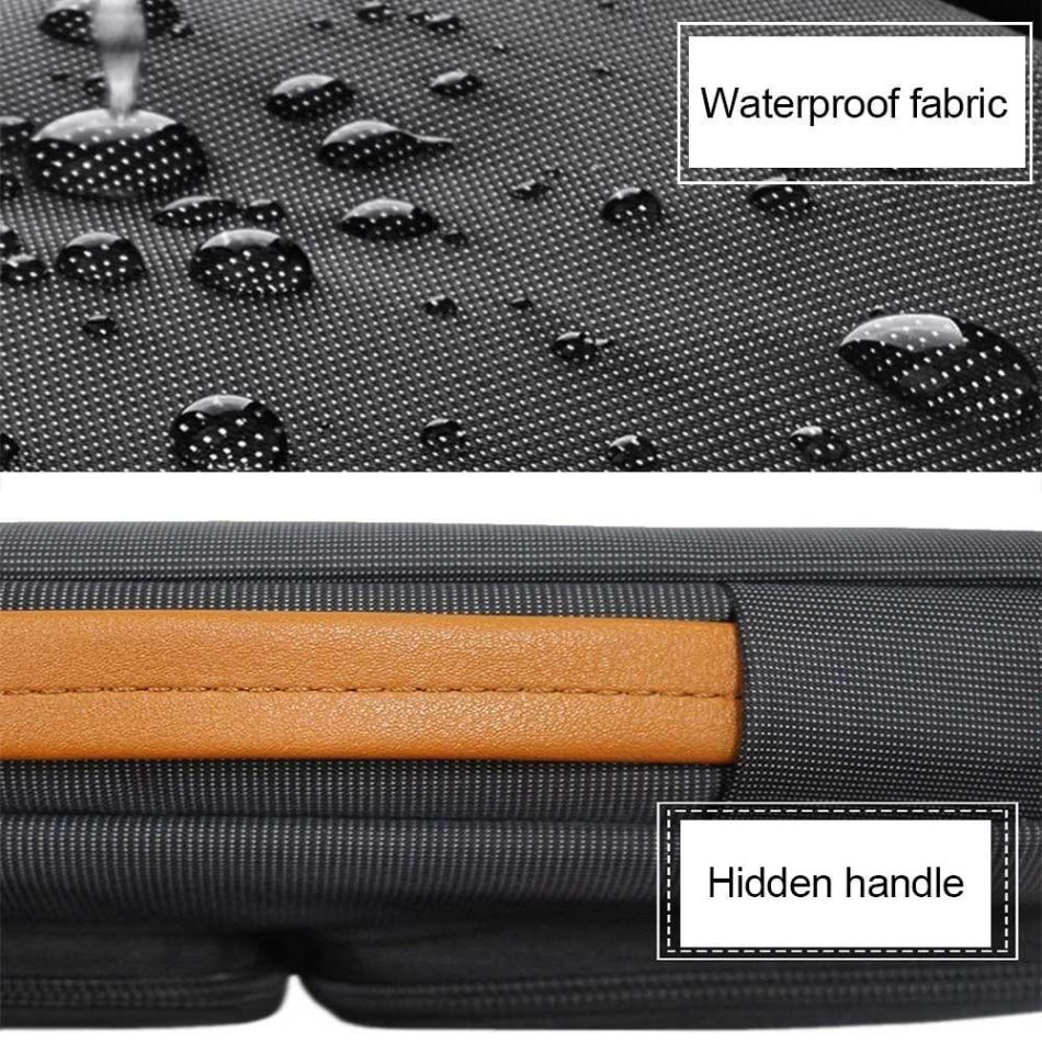 Waterproof Nylon Laptop Handbag with Trolley Strap - Fits 13-14 Inch Laptops - Black - Image 9
