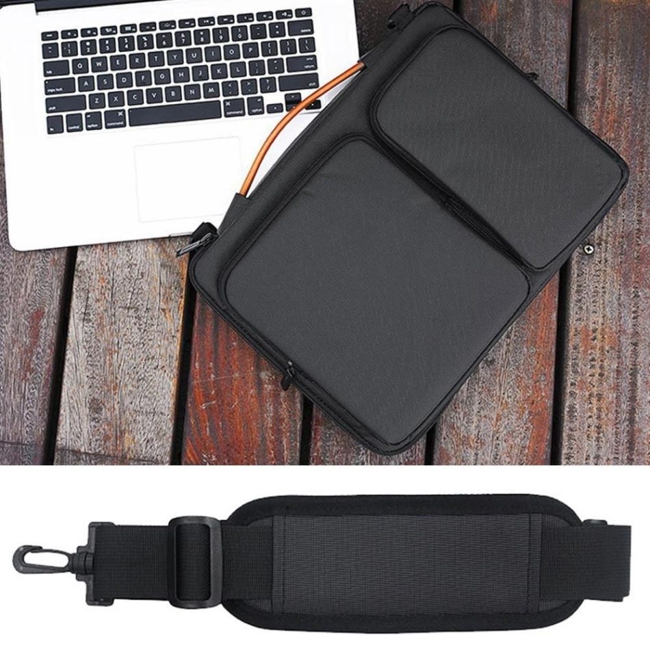 Waterproof Nylon Laptop Handbag with Trolley Strap - Fits 13-14 Inch Laptops - Black - Image 11