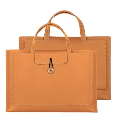 Portable Laptop Inner Bag with Elastic Thread Button - Brown