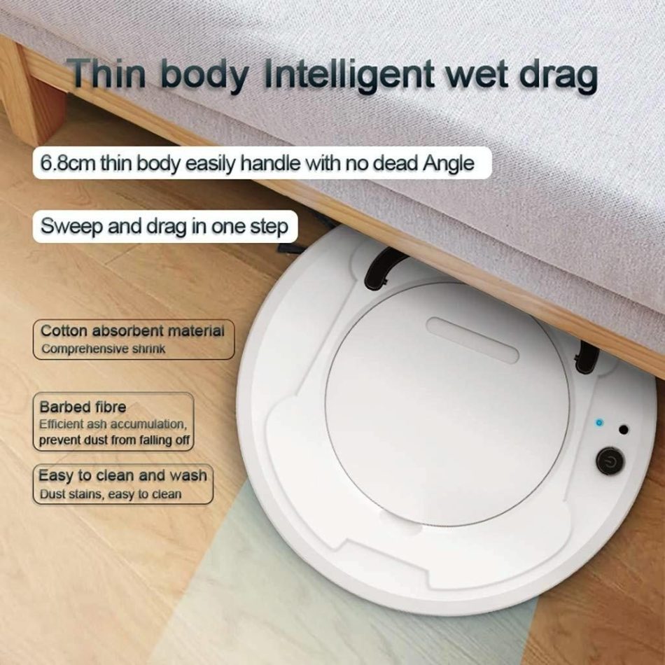 Smart 3-in-1 Robot Vacuum with Wet / Dry Mopping - Rechargeable & Auto Cleaning - Black - Black - Image 5