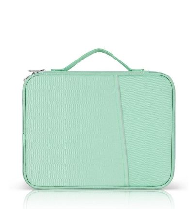 Leather Portable Bag with Cloth Texture - Green