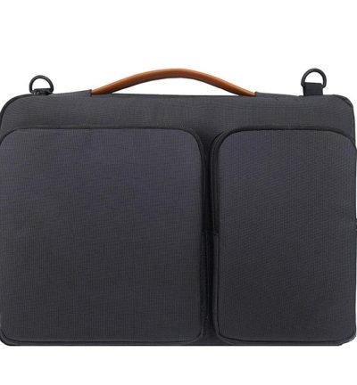 Waterproof Nylon Laptop Handbag with Trolley Strap - Fits 15-15.6 Laptops - Black
