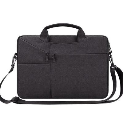 14.1 Inch Laptop Handbag With Hidden Strap And Suitcase Belt - Waterproof And Tear-Resistant - Black