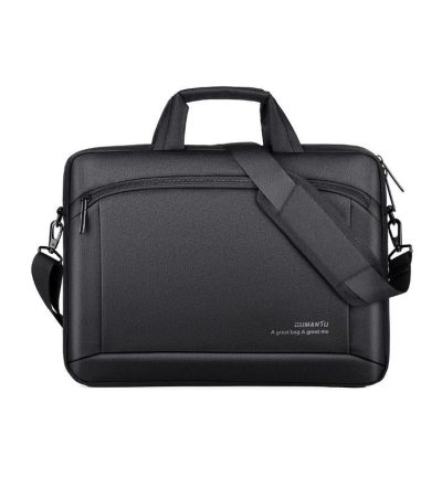 Portable 15 Inch Laptop Leather Handbag For Business Briefcase - Black