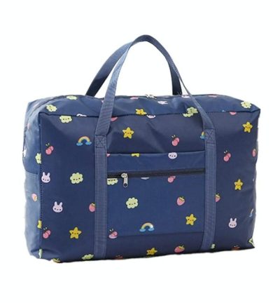 Waterproof Foldable Travel Bag - Compact & Durable - Navy Blue Rainbow