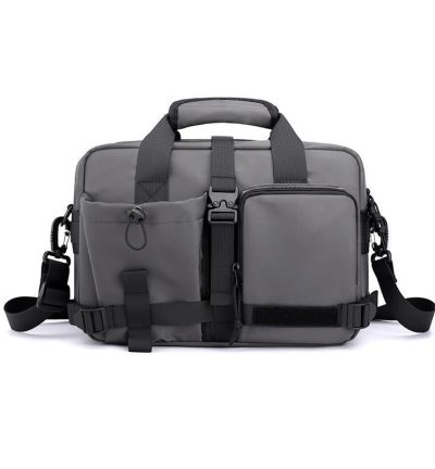 Large Capacity Men Shoulder Messenger Bag Fits Laptops Multi Functional - Grey