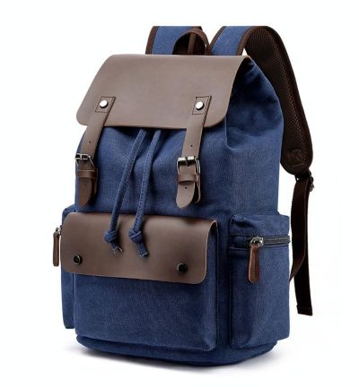 Student Canvas Backpack - Compact and Stylish - Navy