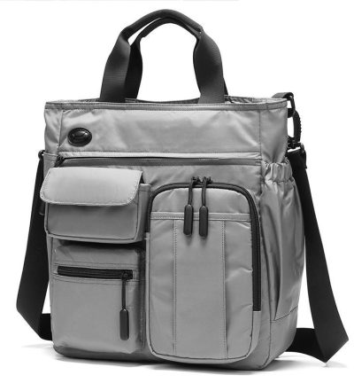 Multi Compartment Laptop Handbag Lightweight Large Capacity Messenger Bag - Grey