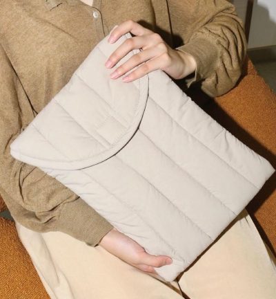 Lightweight Cotton Embroidery Inner Bag for Protection - Gray White - 12.9-13.3 Inch