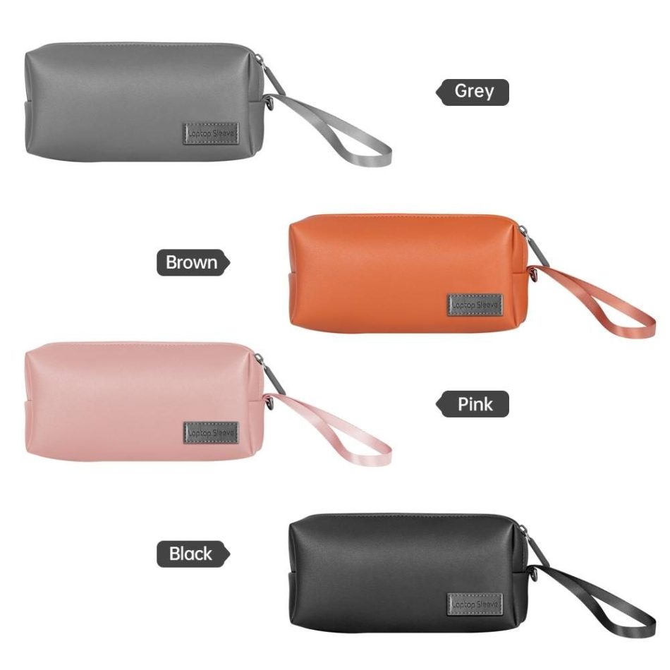 Waterproof Laptop Accessory Bag - Pu Leather - Brown - Image 3