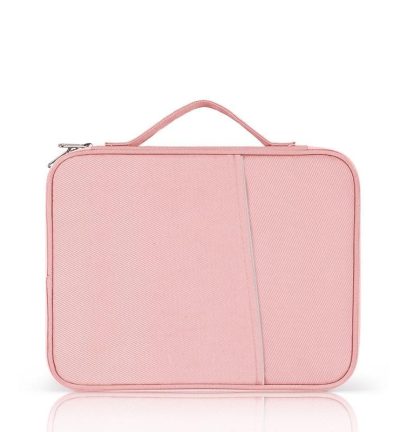 Leather Portable Bag with Cloth Texture - Pink