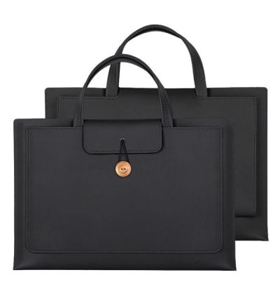 Portable Laptop Inner Bag with Elastic Thread Button - Black