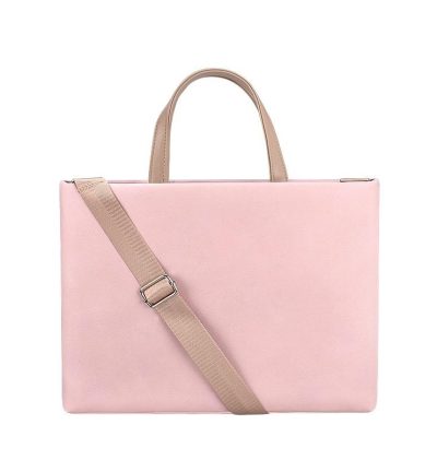 13.3 Inch Pink Laptop Crossbody Bag - Waterproof Pu Material