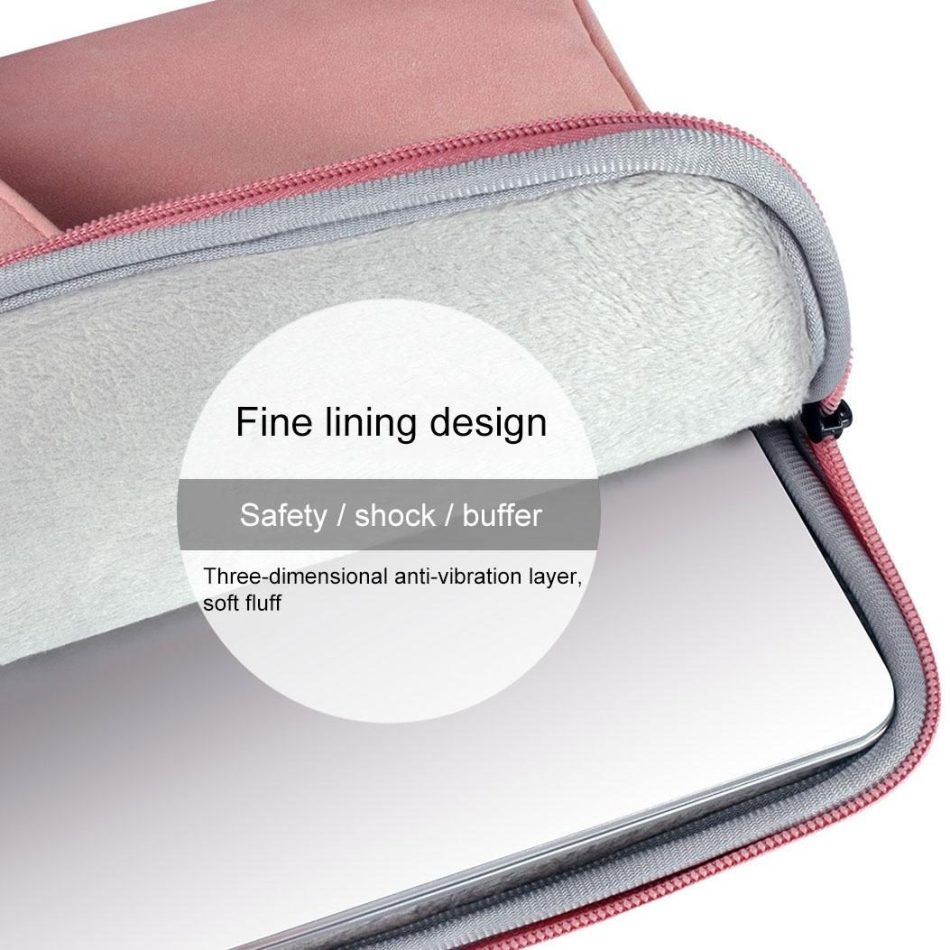Waterproof Portable One-Shoulder Handbag For 13.3 Laptops With Hidden Zipper And Suitcase Belt - Pink - Image 12