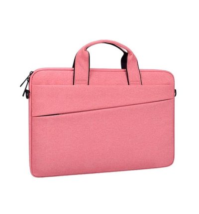 Portable 14.1 Laptop Tablet Bag With Dual Pockets And Soft Handle - Pink