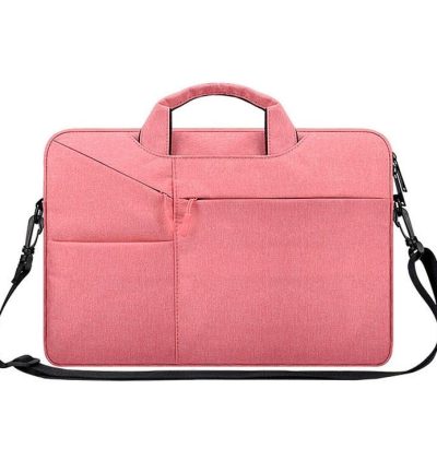 13.3 Inch Laptop Handbag With Hidden Strap And Suitcase Belt - Waterproof And Tear-Resistant - Pink