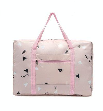 Waterproof Foldable Travel Bag - Compact & Durable - Pink Plaid