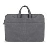 Waterproof Portable One-shoulder Handbag for 14.1 Laptops with Magic Stick & Suitcase Belt - Pu Leather Zipper Hidden Strap - Dark Gray