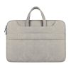 Waterproof Portable One-shoulder Handbag for 14.1 Laptops with Magic Stick & Suitcase Belt - Pu Leather Zipper Hidden Strap - Dark Gray - Image 5