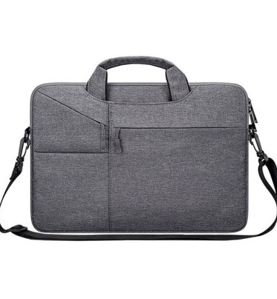 14.1 Inch Laptop Handbag With Hidden Strap And Suitcase Belt - Waterproof And Tear-Resistant - Dark Gray