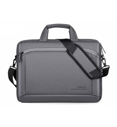 Portable 15 Inch Laptop Leather Handbag For Business Briefcase - Dark Grey